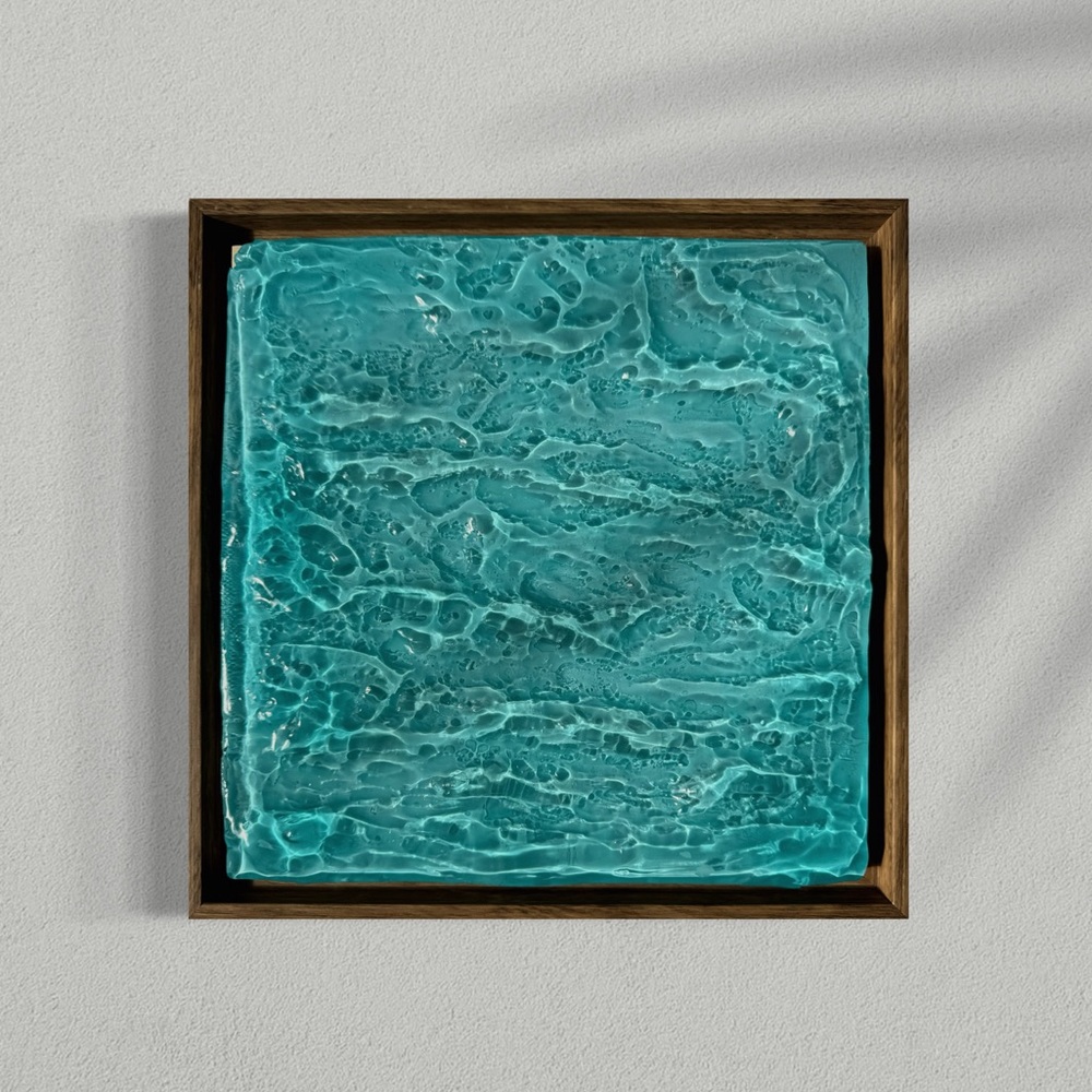 Handcrafted resin ocean art